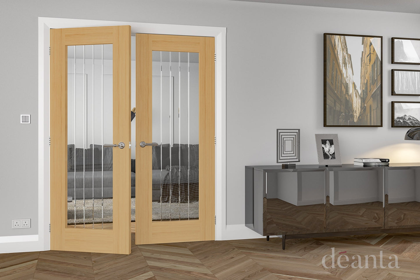Deanta Internal Ely Oak Prefinished Glazed Door