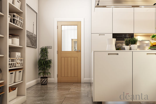 Deanta Internal Ely Oak Prefinished Glazed Door
