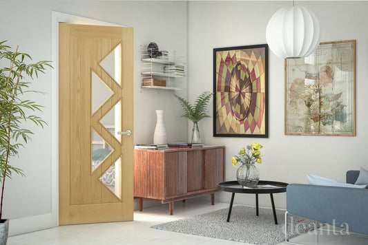 Deanta Internal Ely Oak Prefinished Glazed Door