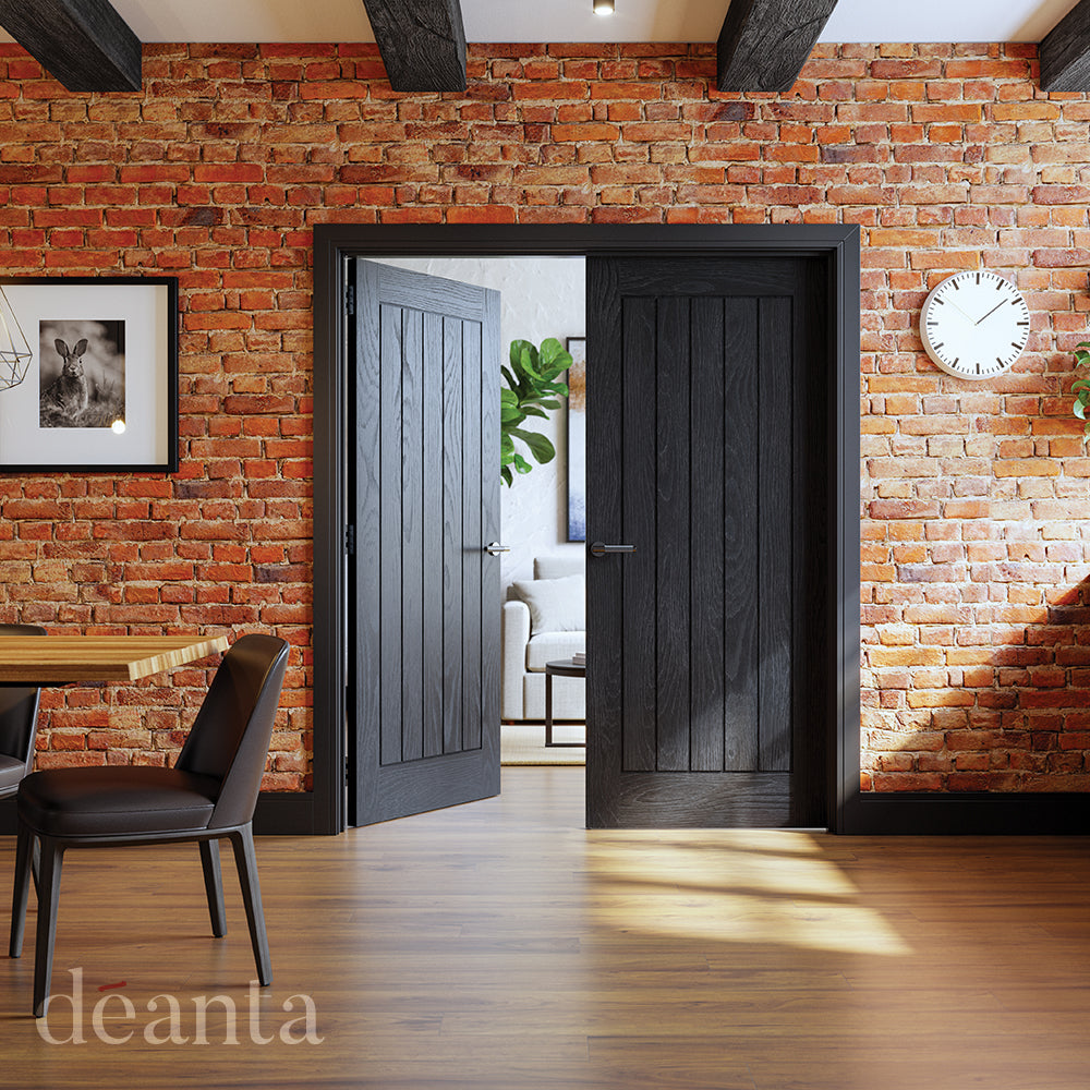 Deanta Internal Ely Black Prefinished Door