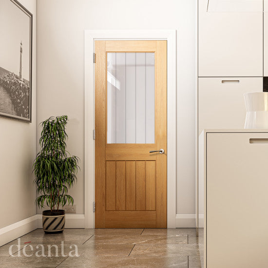 Deanta Internal Ely Oak Unfinished Glazed Door