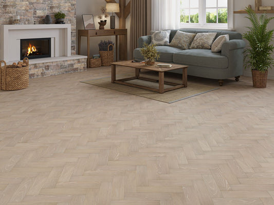 Liberty Wood Herringbone Real Wood 10mm Engineered Flooring Grey Oak Brushed Lacquered Finish