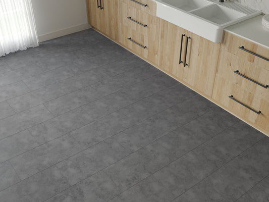 Liberty SPC Luxury Vinyl Tile Dark Grey Eriskay LVT Flooring With Built In Underlay