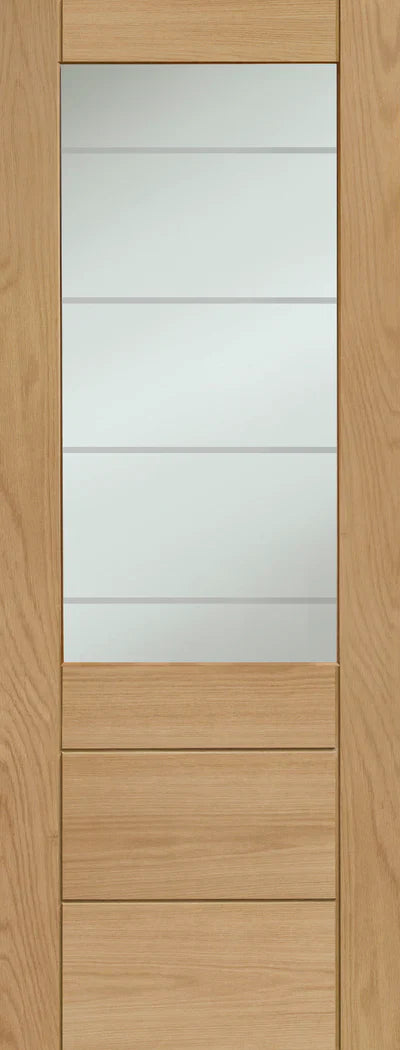 XL Joinery Internal Oak Door Essentials Palermo 2XG with Clear Etched Glass