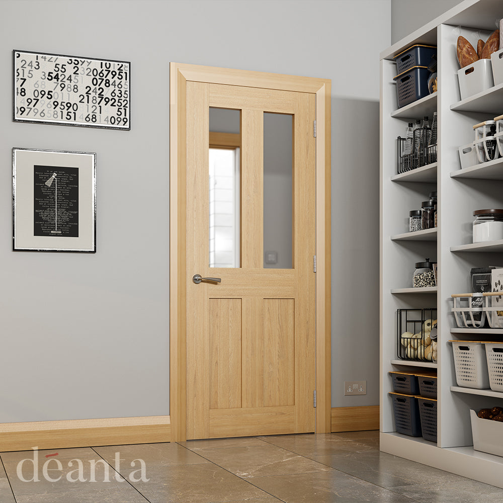 Deanta Internal Eton Oak Unfinished Glazed Door
