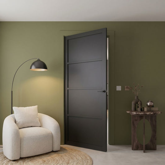 XL Joinery Internal Black Brent 4 Panel Door Fully Finished