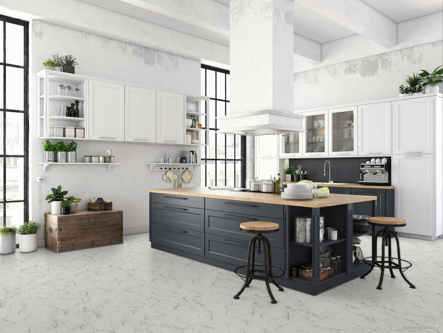 Liberty Falquon Stone Carrara Marble High Gloss 8mm Laminate Flooring