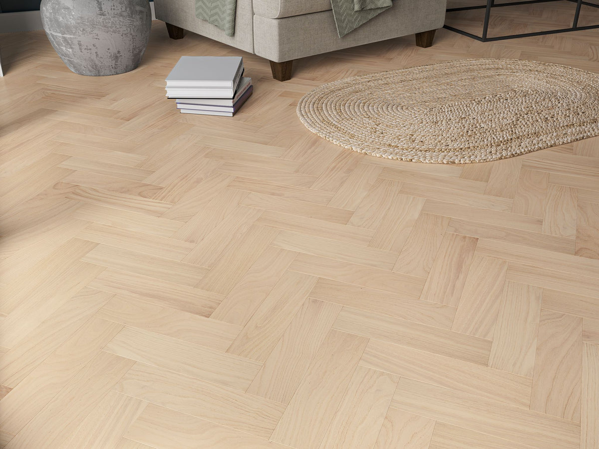 Liberty Herringbone 10 x 80mm Engineered Real Wood Flooring Friston Invisible Oak UV Oiled