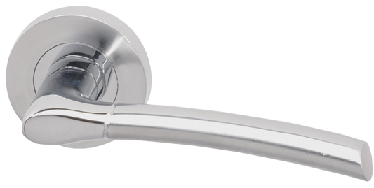 Drava Door Handle Bathroom Pack Chrome/Satin Chrome with Lock and 75mm Latch