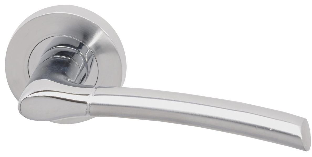 Drava Fire Door Handle Pack Chrome/Satin Chrome with 75mm Latch