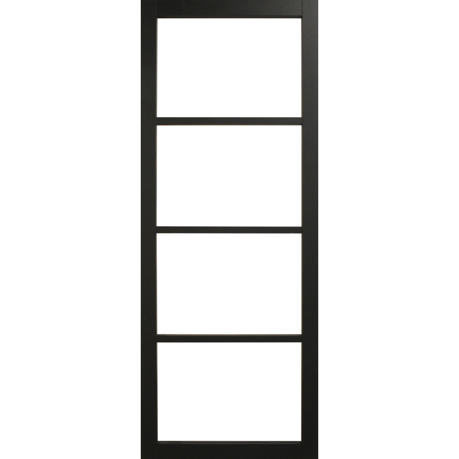 XL Joinery Internal Black Brent Laminate Glazed 4L Industrial Style Door With Clear Glass Pre-Finished