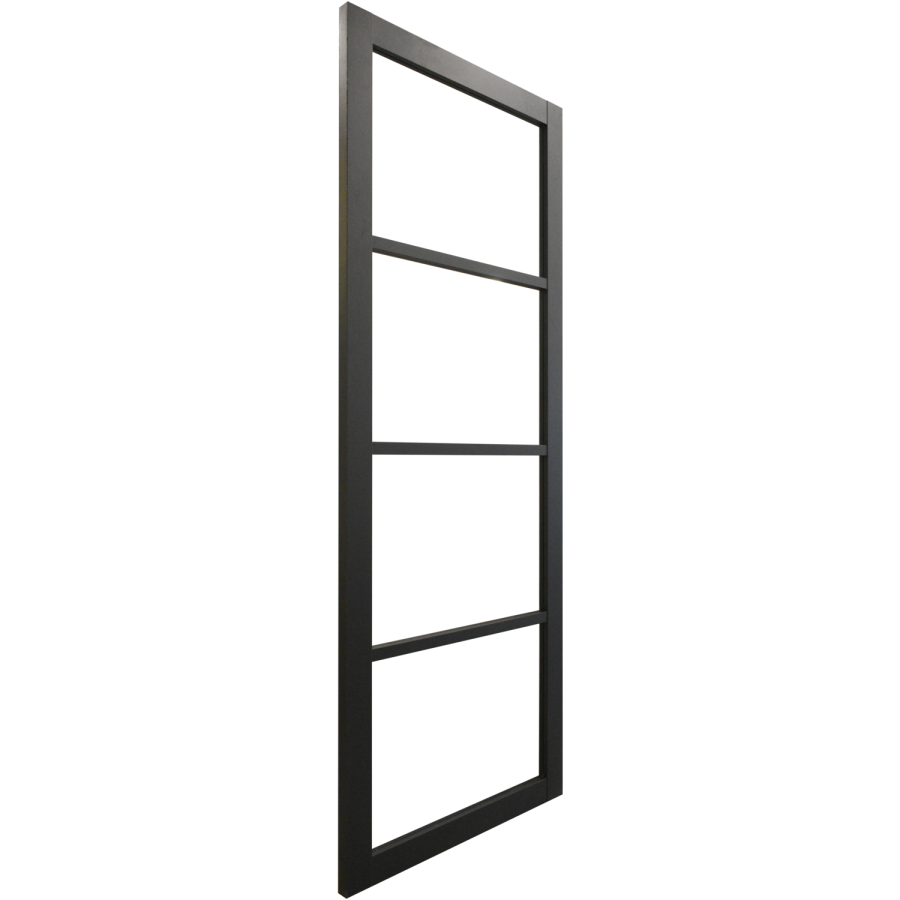 XL Joinery Internal Black Brent Laminate Glazed 4L Industrial Style Door With Clear Glass Pre-Finished