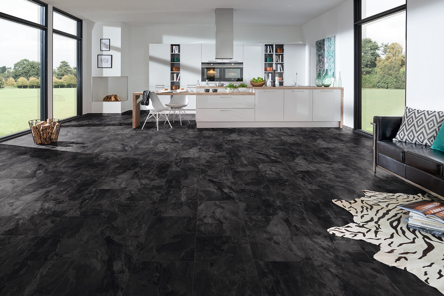 Liberty Organic Classic Nightfall Slate Tile 8mm Laminate Flooring Water Resistant