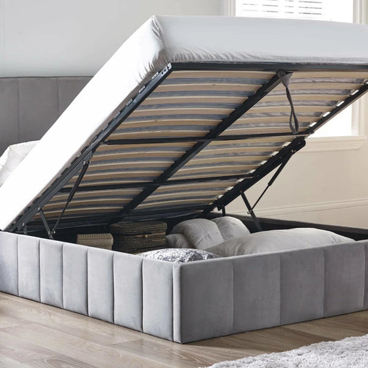 Trinity Katie Grey Fabric Ottoman Storage Bed