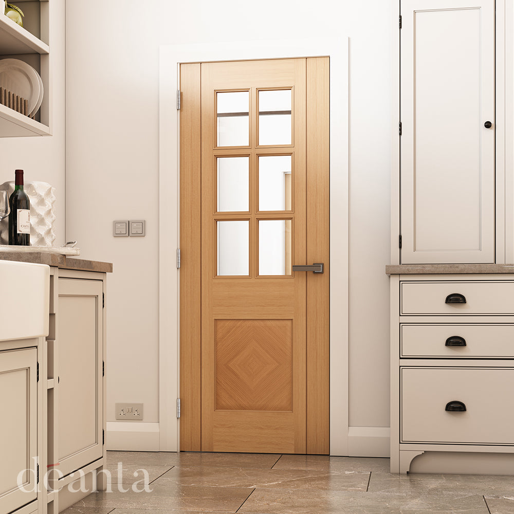 Deanta Internal Kensington Oak Prefinished Glazed Door
