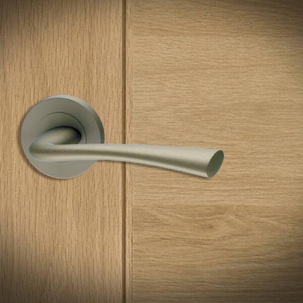 Kuban on Square Rose Fire Door Handle Pack on Square Rose with 65mm Latch
