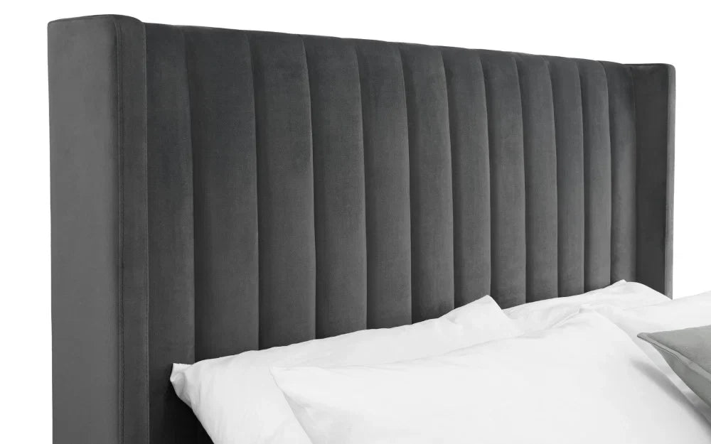 Trinity Langham Scalloped Headboard Storage Ottoman Bed