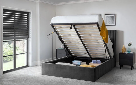 Trinity Langham Scalloped Headboard Storage Ottoman Bed