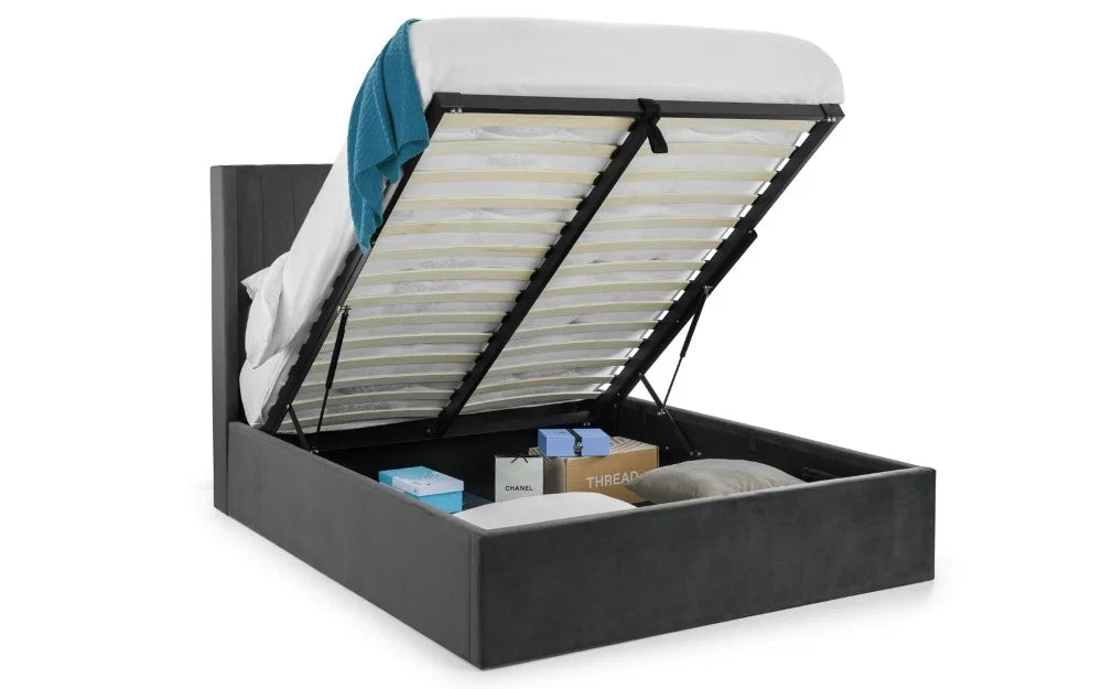 Trinity Langham Scalloped Headboard Storage Ottoman Bed