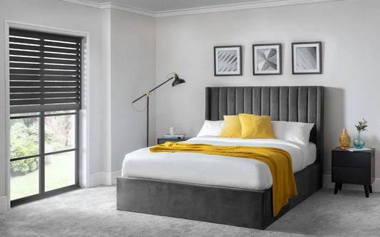 Trinity Langham Scalloped Headboard Storage Ottoman Bed