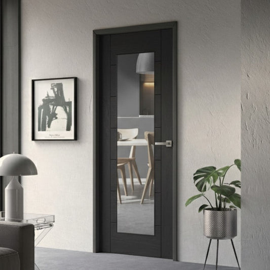 XL Joinery Internal Black Door Palermo Glazed Door With Clear Glass Fully Finished