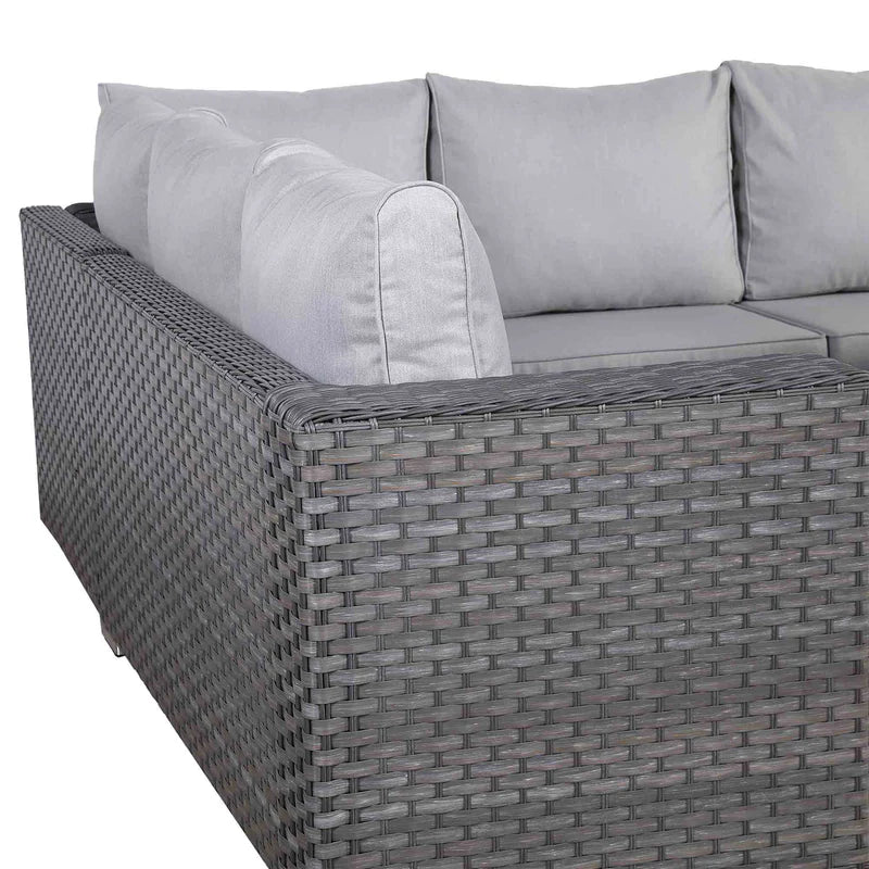 Rattan Republic Corner Garden Dining Set with Firepit Table
