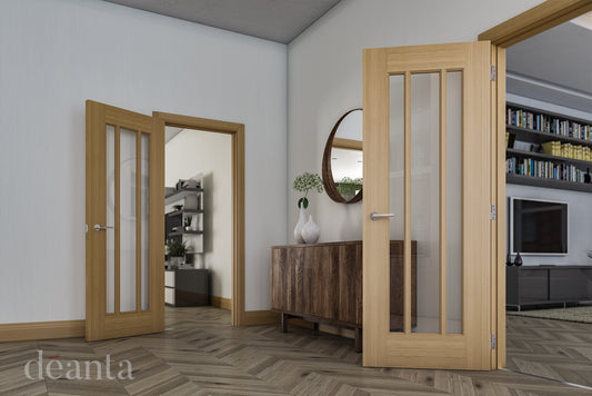 Deanta Internal Norwich Oak Unfinished Glazed Door