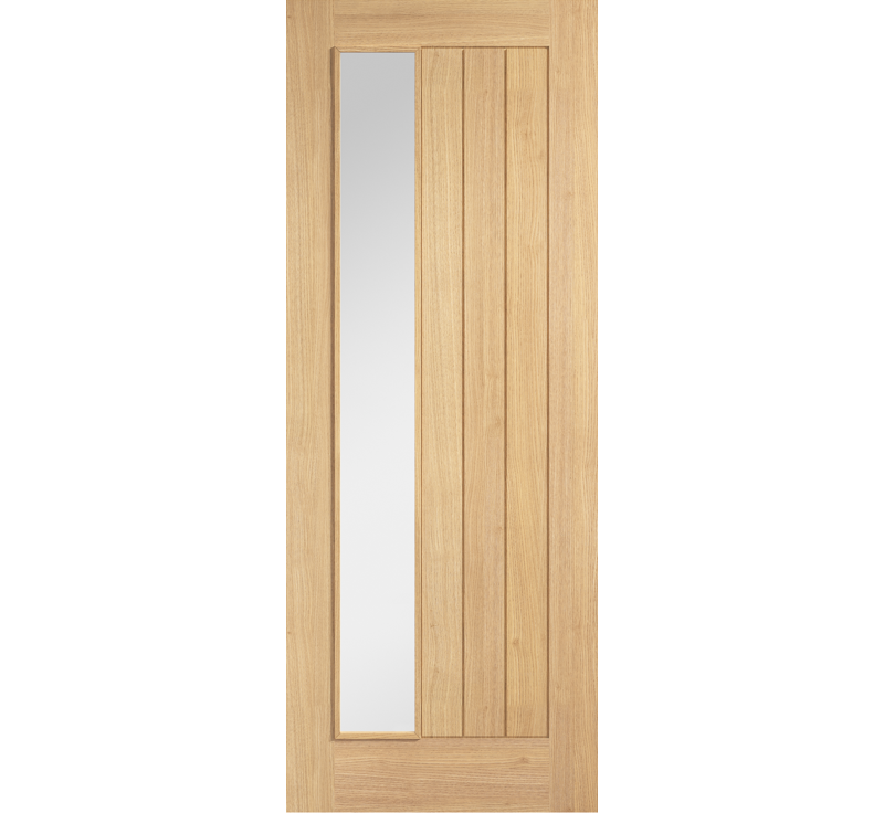 Internal Oak Belize Clear Glazed Offset Door