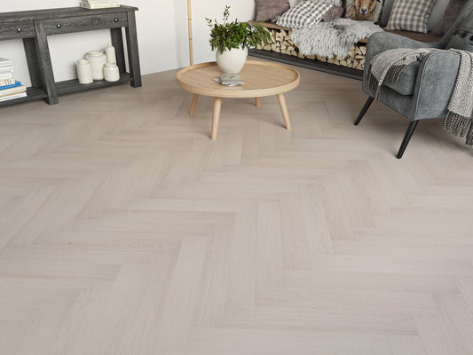 Liberty Oakleigh Deluxe 12mm Laminate Flooring Malham Oak Light Grey Herringbone