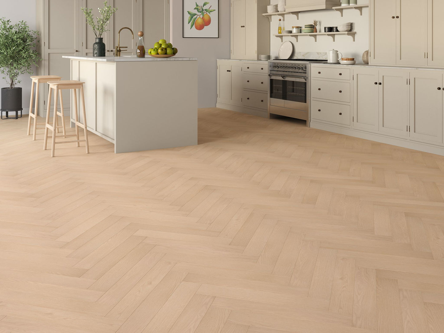 Liberty Oakleigh Kingham Natural Honey Oak 12mm Herringbone Laminate Flooring