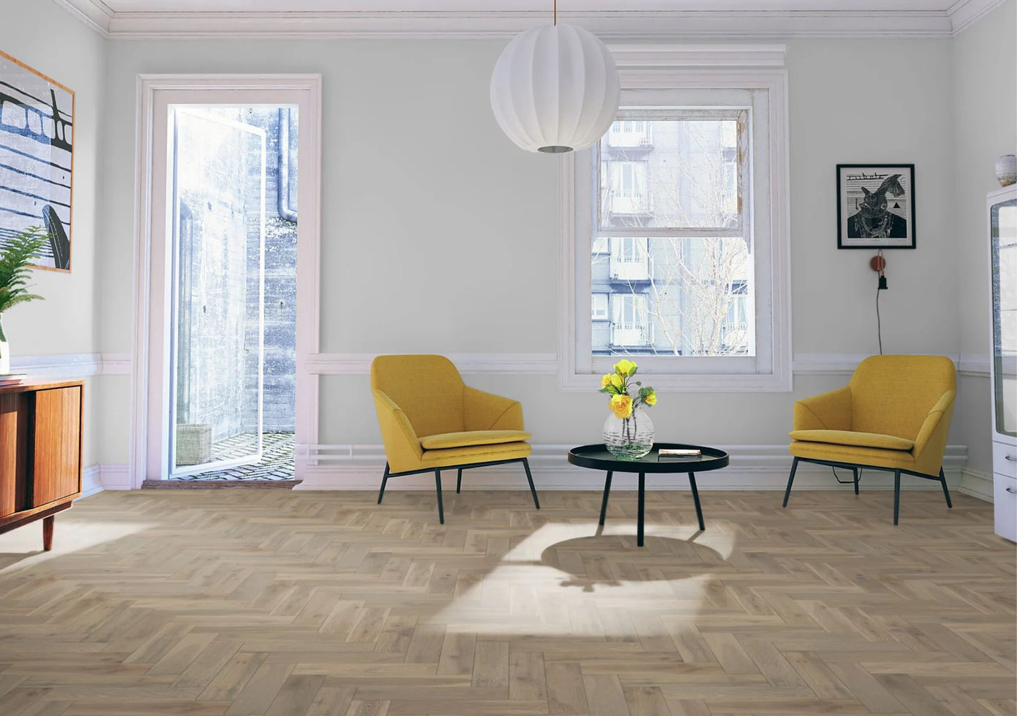 Liberty Lignum Strata Pearl Grey Oak 15x90mm 15mm Engineered Wood Flooring Herringbone