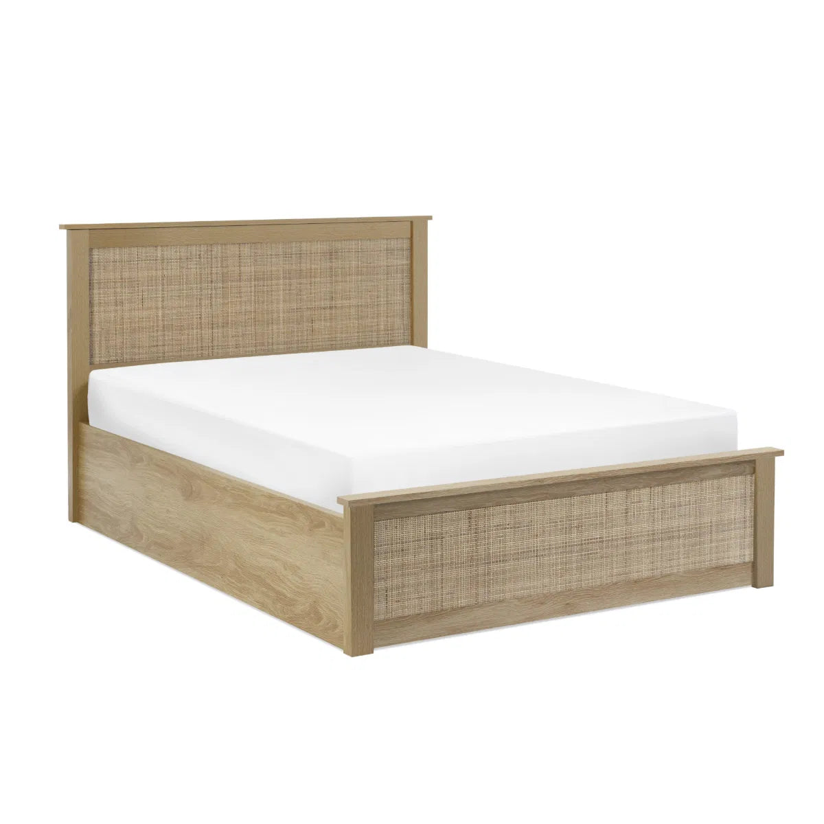 Trinity Padstow Oak Rattan Ottoman Storage Bed