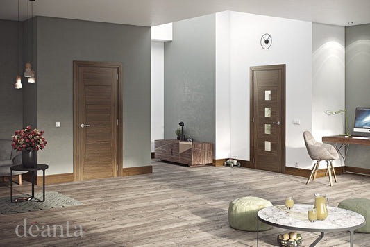 Deanta Internal Pamplona Walnut Prefinished Glazed Door