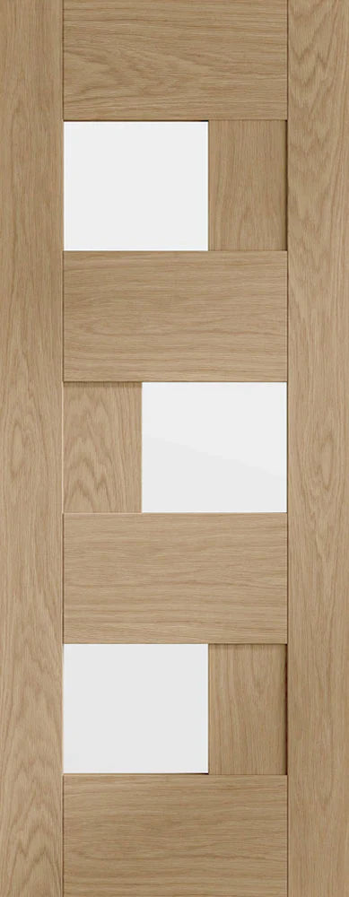 XL Joinery Internal Oak Door Perugia Clear Glazed Pre Finished