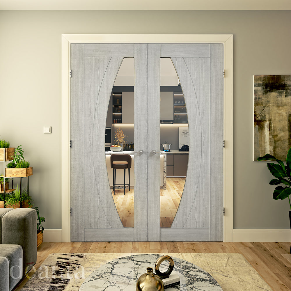 Deanta Internal Ravello Light Grey Ash Prefinished Glazed Door