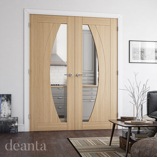 Deanta Internal Ravello Oak Prefinished Glazed Door