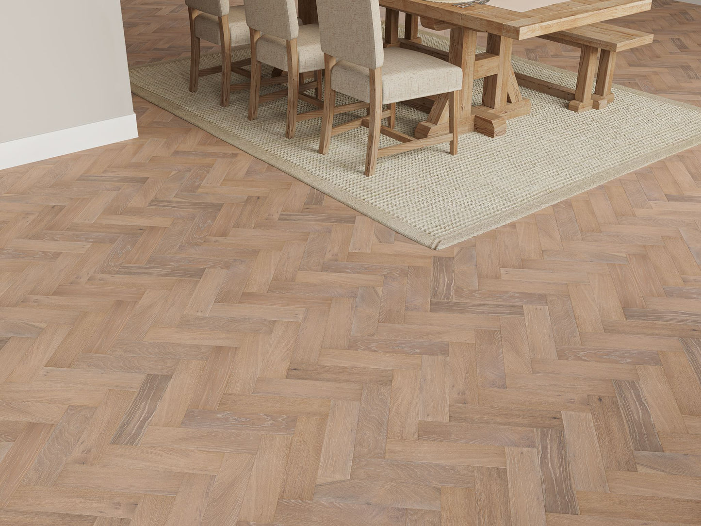 Liberty Herringbone 10 x 80mm Engineered Real Wood Flooring Regent Oak Brushed Lacquered Finish