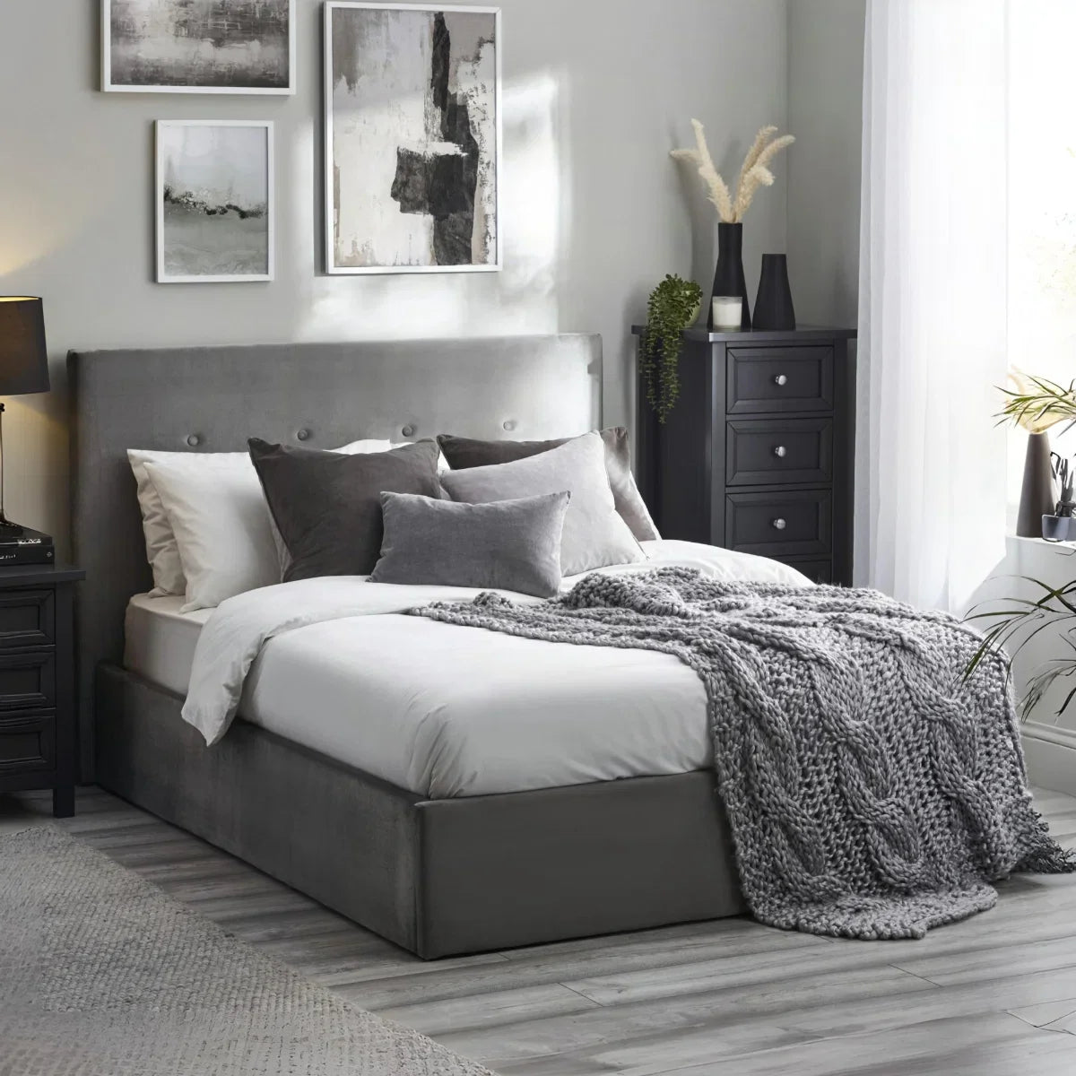 Trinity Shoreditch Lift-Up Storage Ottoman Fabric Bed