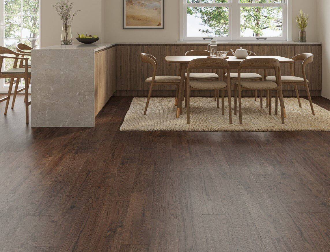 Liberty Solid Oak  18x150mm Coffee Brushed and Lacquered Solid Wood Flooring