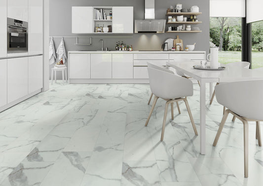 Liberty Lignum Core Tile Carrara White Marble Matt SPC Rigid Vinyl Flooring
