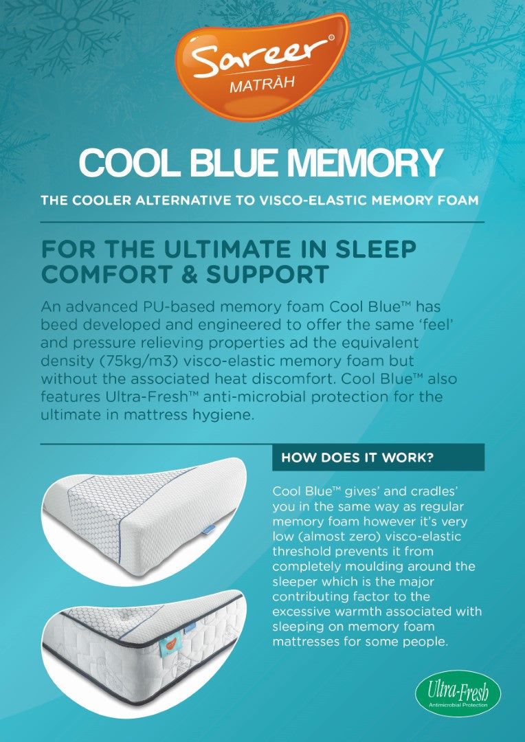 Sareer Matrah 3ft Single Cool Blue Memory Foam Mattress