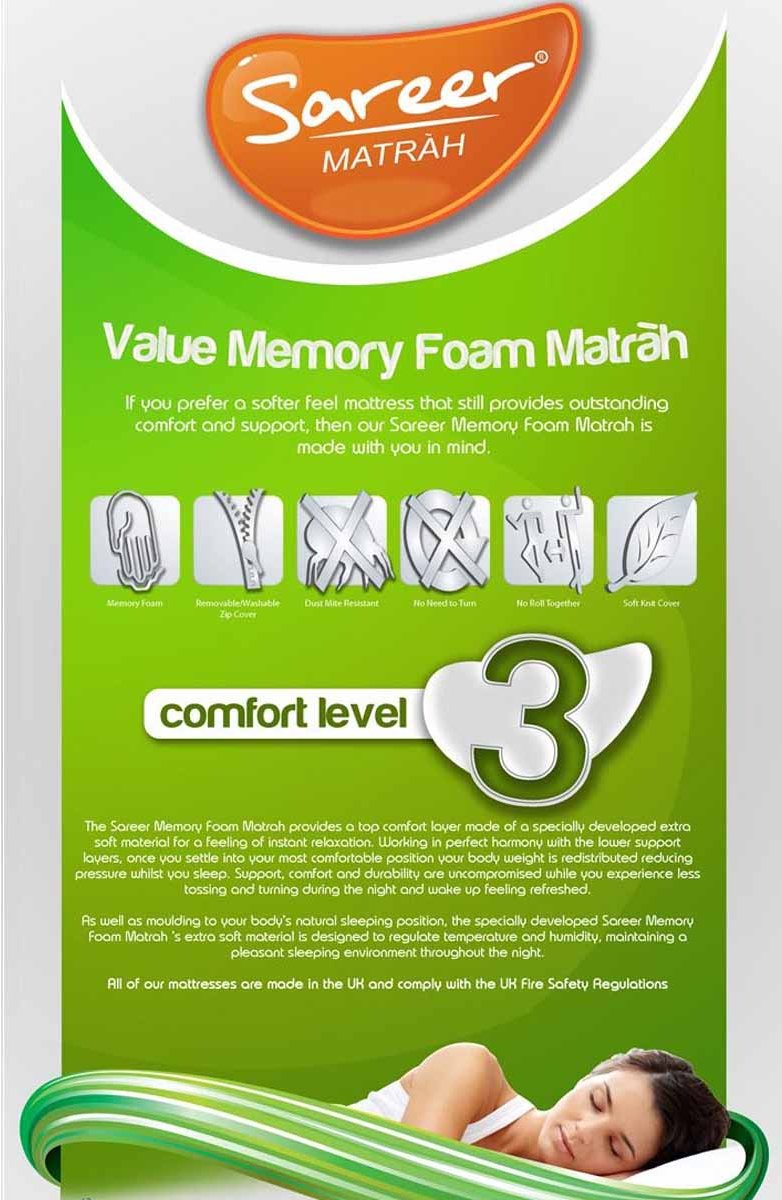 Sareer Matrah 3ft Single Value Pack Memory Foam Mattress