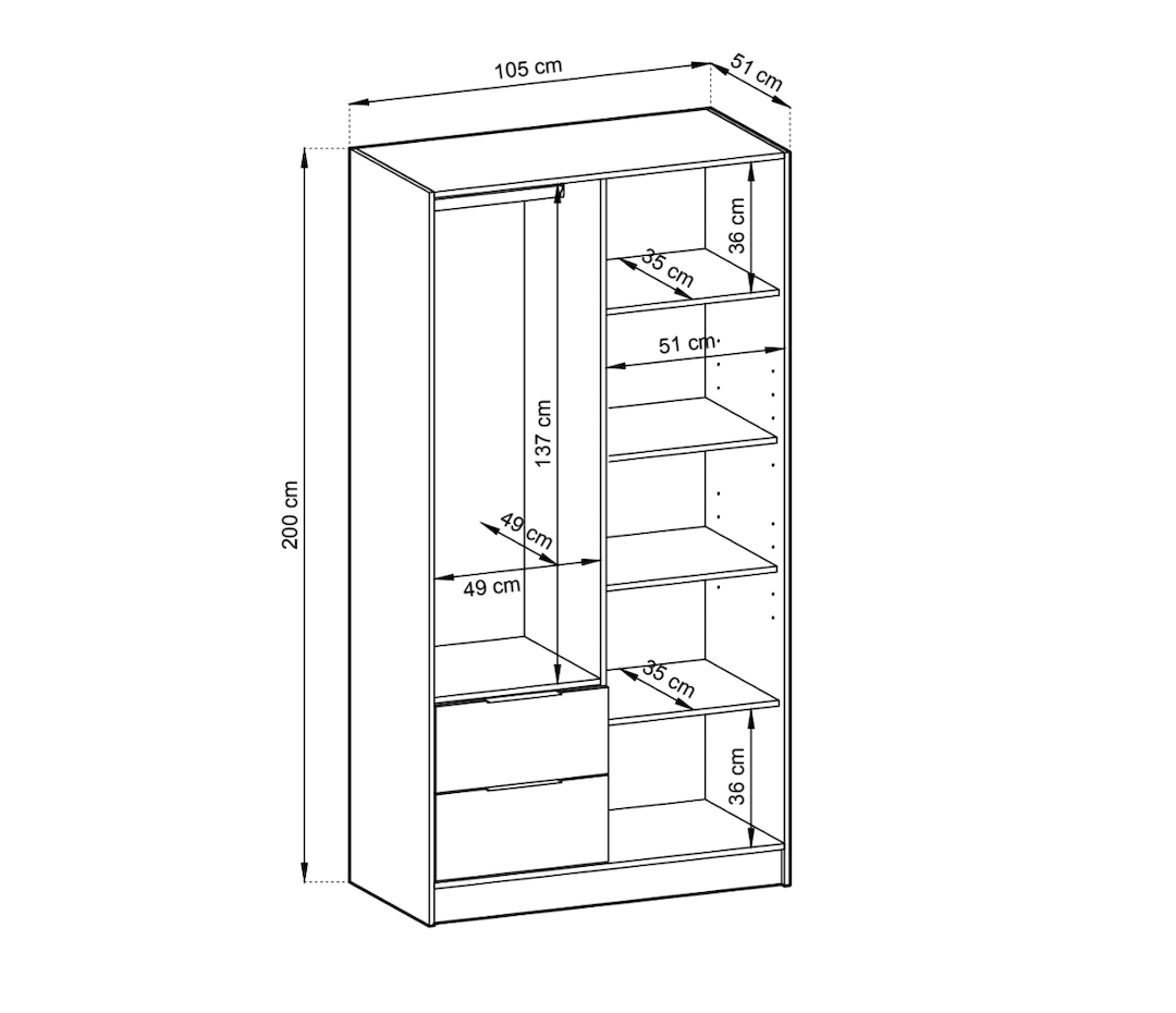 Liberty Nelly Hinged Door Wardrobe 105cm