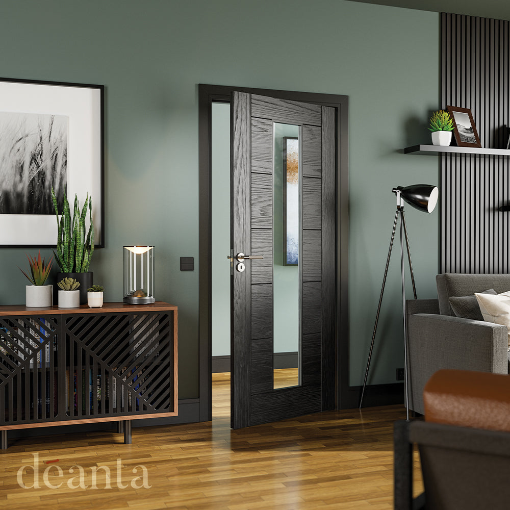 Deanta Internal Seville Black Prefinished Glazed Door