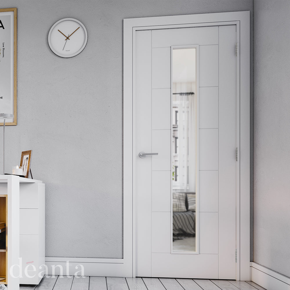Deanta Internal Seville White Primed Glazed Fire Door