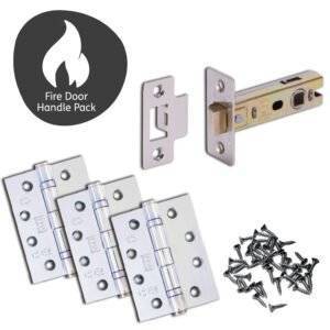 Drava Door Handle Bathroom Pack Chrome/Satin Chrome with Lock and 75mm Latch