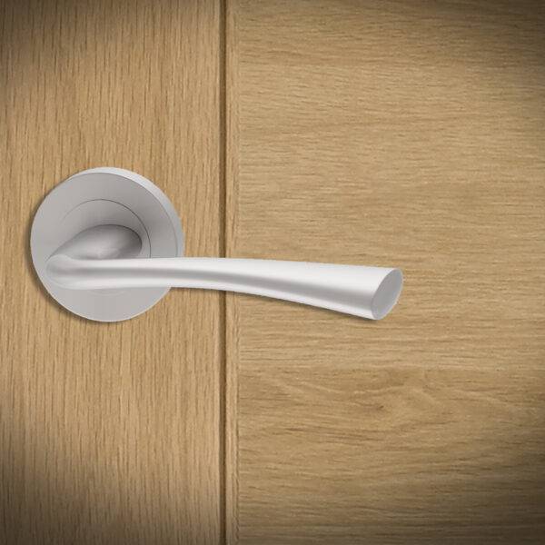Struma Bathroom Door Handle on Back Plate Pack with Lock and 65mm Latch