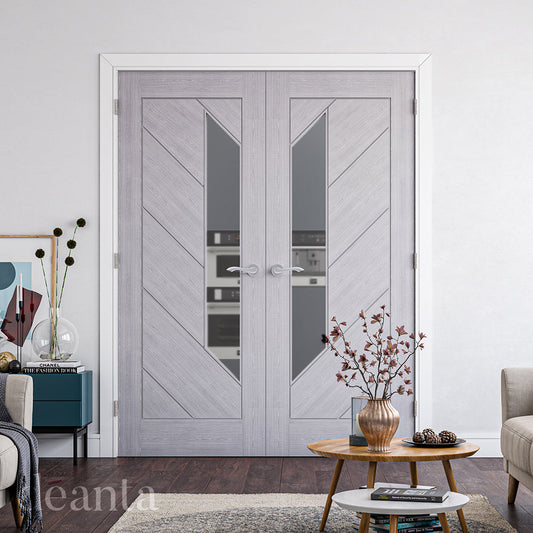 Deanta Internal Torino Grey Prefinished Glazed Door