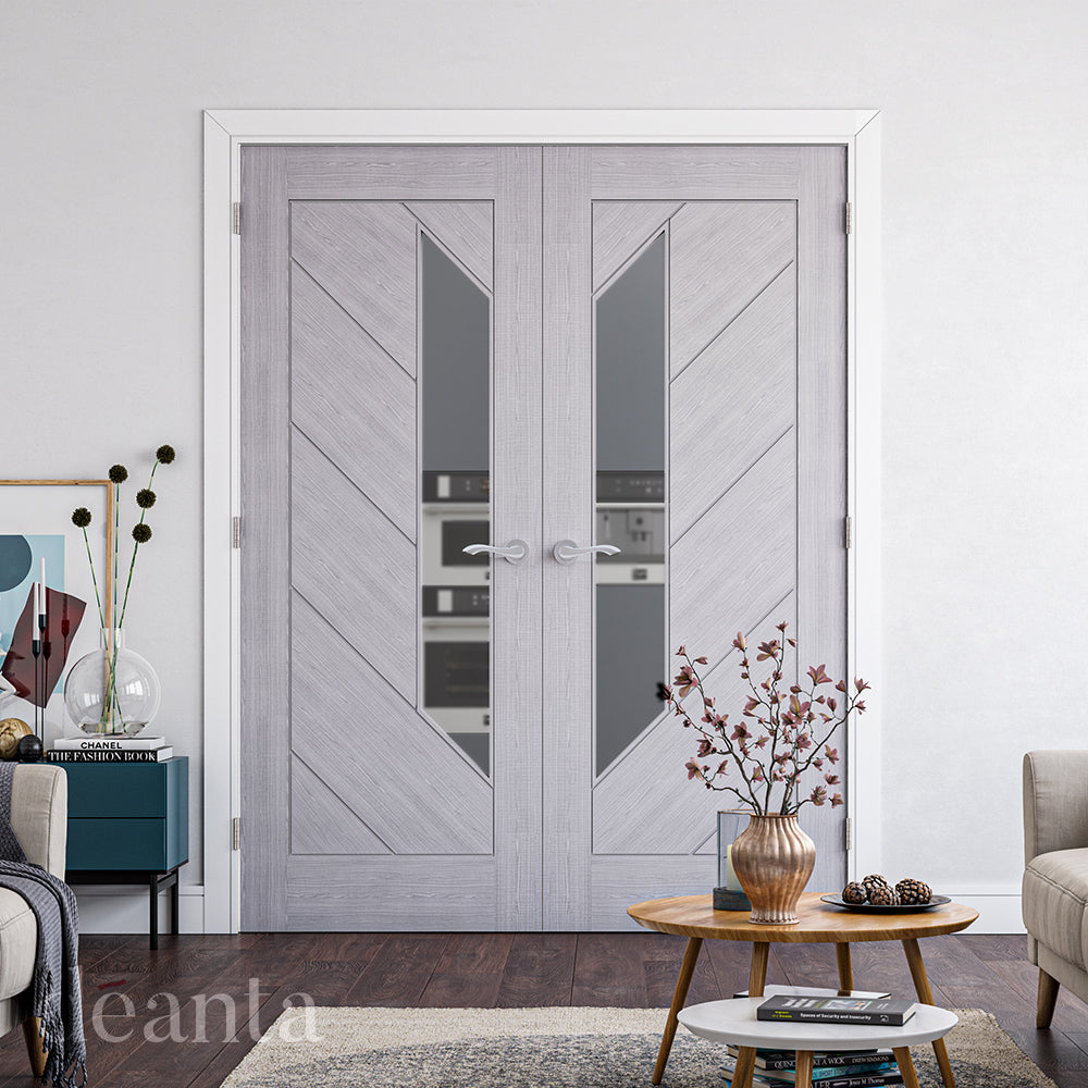 Deanta Internal Torino Grey Prefinished Glazed Fire Door