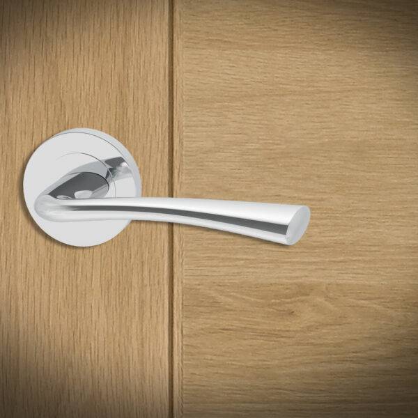 Weser Bathroom Door Handle on Back Plate with Lock and 65mm Latch